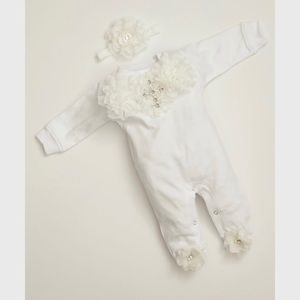 Christening onesie with cross embellishment